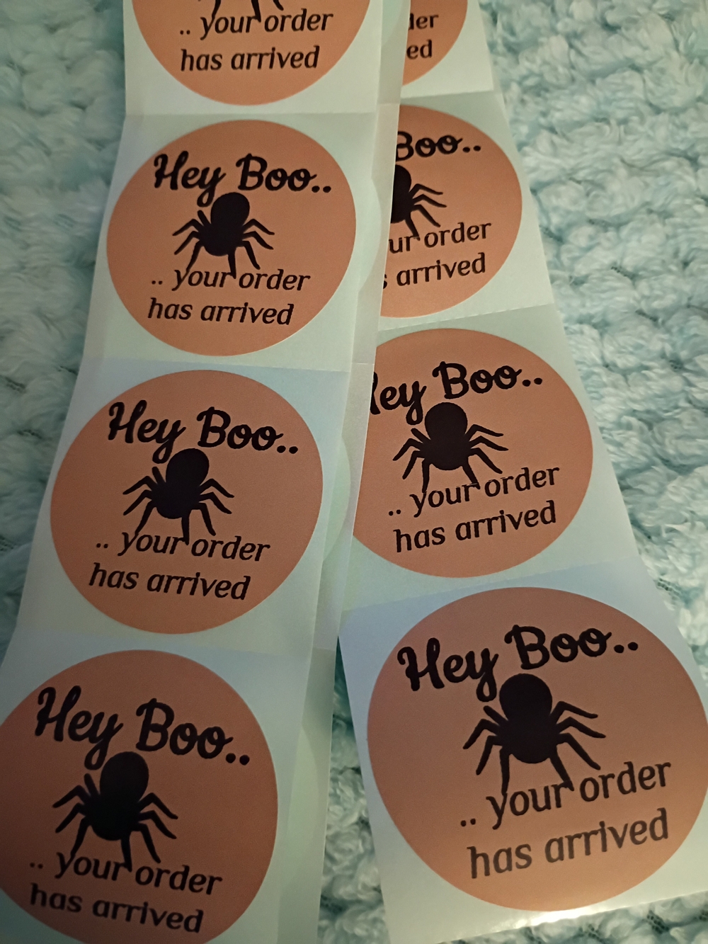 Hey Boo Halloween Spider Sticker Labels - Brown -